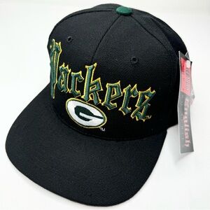 Deadstock Vintage 90’s Green Bay Packers Drew Pearson snapback script hat cap